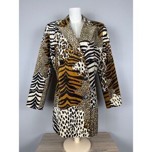 Vintage Animal Print Patchwork Faux Fur Blazer Jacket Made In USA Rock And‎ Roll